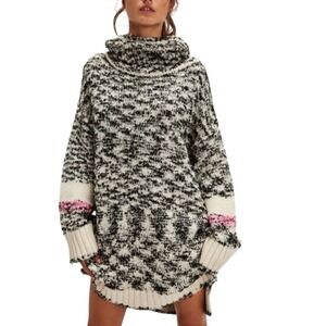 Free People Winter Storm Tunic Turtleneck Sweater Long Dress Womens Small NWOT